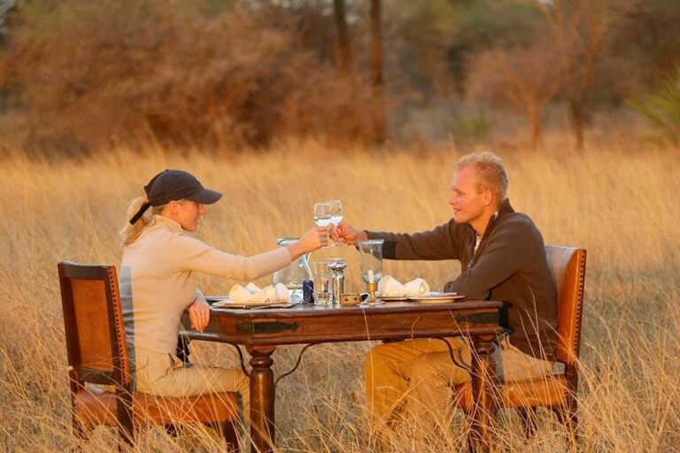 Couple having dinner at Maasai Mara